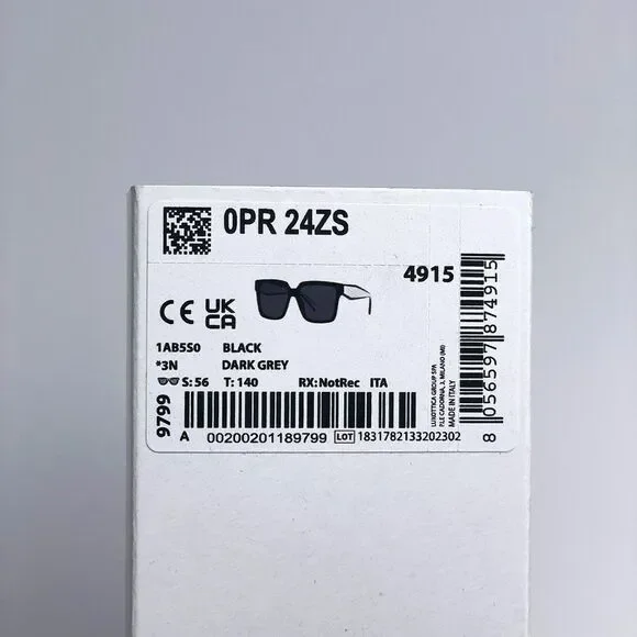 NEW Prada PR24ZS 1AB5S0 Black Dark Grey Square Oversized Women Sunglasses - Picture 16 of 16